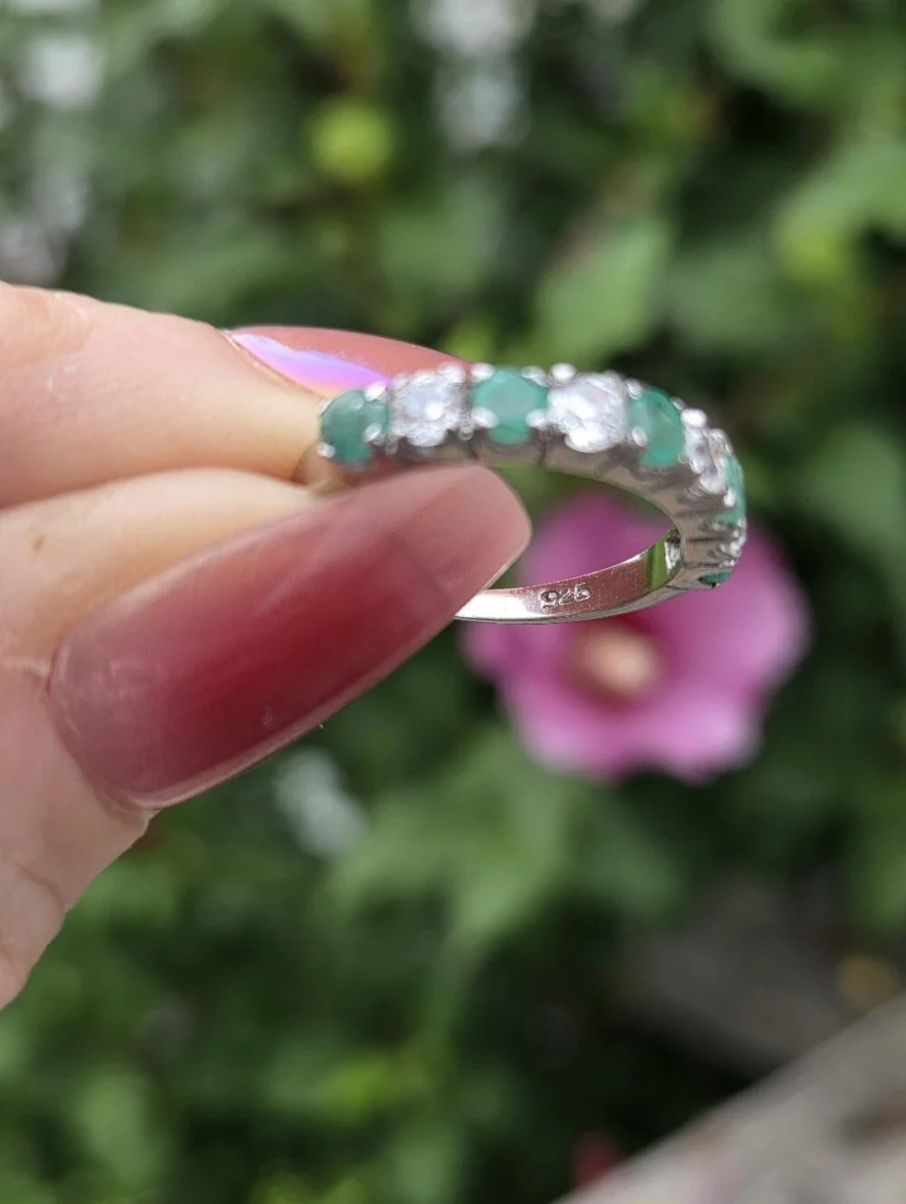 Sterling Silver Emerald Stack Ring